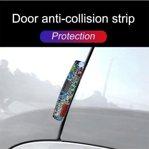 4pcs Blue Graffi Car Door Side Stickers Glue Guard Strip Anti-collision Buffer Universal Car Accessories for Hyundai Santa Fe