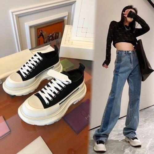 Womens shoes new lace-up thick-soled canvas shoes all-match increased height and thin color matching casual sports shoes women