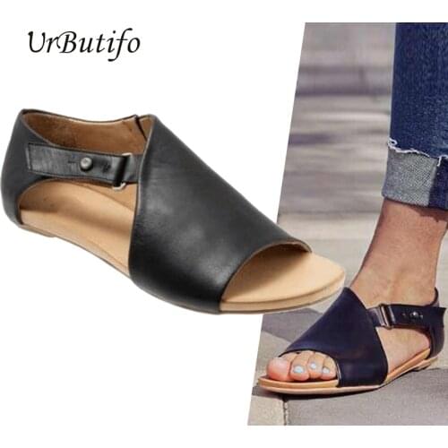 UrButifo Women Sandals Flat Casual Women Shoes Open Toe Summer Sandals Women 2019 Buckle Ladies Footwear Chaussures Femme