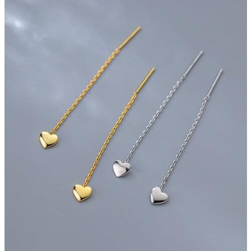 925 Sterling Tassel Heart Charm Drop Earring For Women Girls Party Wedding Fashion Jewelry Accessories eh959