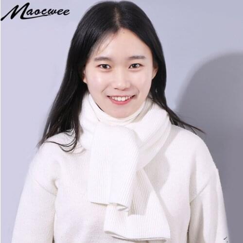 Winter Wool Scarf For Women Men Outdoor Windproof Knitted Warm Elasticity Scarf Girl And Female Crochet Thick Solid Soft Scarves