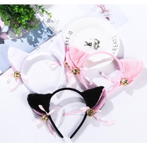 3 Colors Cartoon Hairband Masquerade Halloween Cat Ears Cosplay Cat Ear Anime Party Costume Bow Tie Bell Headwear Headband Anime