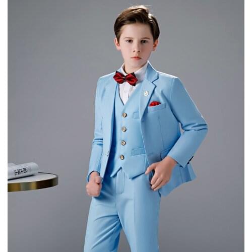 Flower Boys Formal Suits for Weddings Kids Blazer Vest Pants 3pcs Outfits Kids Gentleman Party Tuxedo Clothing Sets