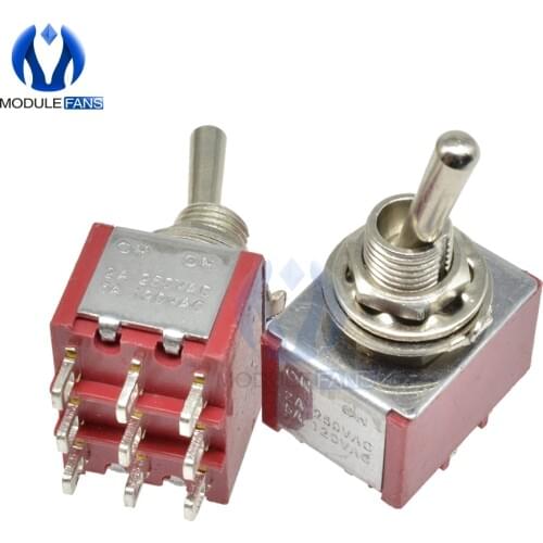 6mm Toggle Switch Single Pole Double Throw SPDT ON-ON 120VAC 6A 1/4 Inch Mounting 13*16.8MM 2 Positions 9 Pin 9PIN