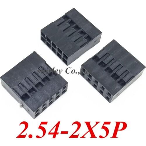 Free shipping 1000pcs 2X5P 10P Dupont Jumper Wire Cable Housing Female Pin Connector 2.54mm Pitch 2*5pin