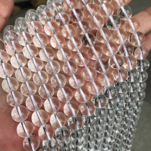 Natural White Crystal 4-14mm round Gemstone beads for 925 sterling silver Jewelry Making Necklace Bracelet 15inch ICNWAY