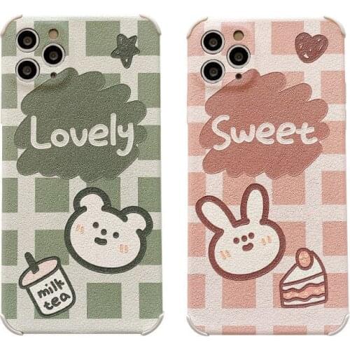 Bear cartoon Phone Case for iPhone11pro 12 11pro X XS XSMAX 12PRO 11PRO lovers rabbit Cover Back Cover