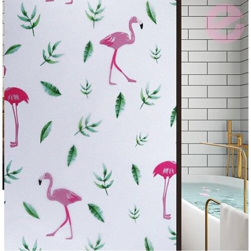 Electrostatic Windows Glass Stickers Opaque Scrub Flamingo Bird Frosted Glass Patch Bedroom Bathroom INS Style45/60/75/90CM