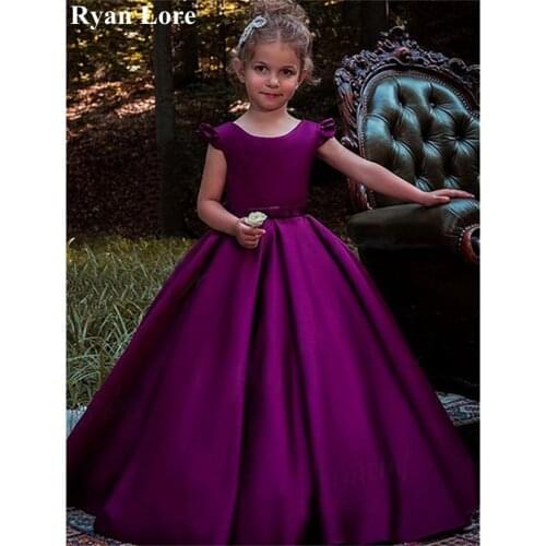 Purple Ball Gown Flower Girl Dresses 2020 Elegant Sleeveless Princess Dress For Weddings Party First Communion Pageant Gowns