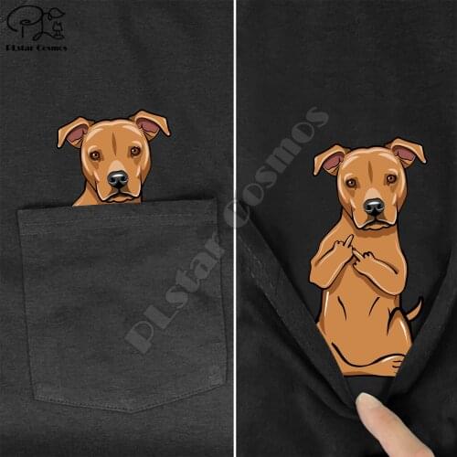 APBT MiddleHand In Pocket T Shirt Dog Lovers Black Cotton Men Made in USA Cartoon t shirt men Unisex New Fashion tshirt