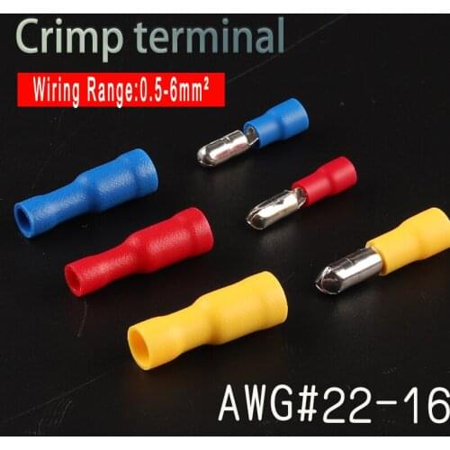 Female and Male Insulated Electric Connector Crimp Bullet Terminal for Audio Wiring terminals MPD FRD Connectors 22-16AWG