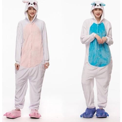 Pajamas Adult Onesie Women Pyjamas Pijama Rabbit Animal Sleepwear Onepiece Winter Night Suits 2019
