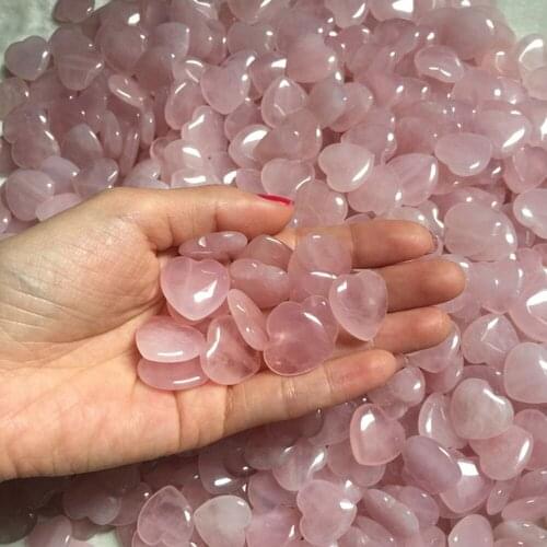 2 Pcs Pink Healing Heart-shaped Gemstone Fashion Palm Heart DIY Natural Rose Quartz Love Material Accessories Crafts