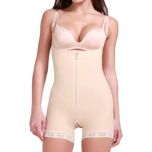 Women Shapewear Tummy Control Fajas Colombianas Zipper & Hooks Open Bust Bodysuit Slimmer Full Body Shaper Waist Trainer Corsets