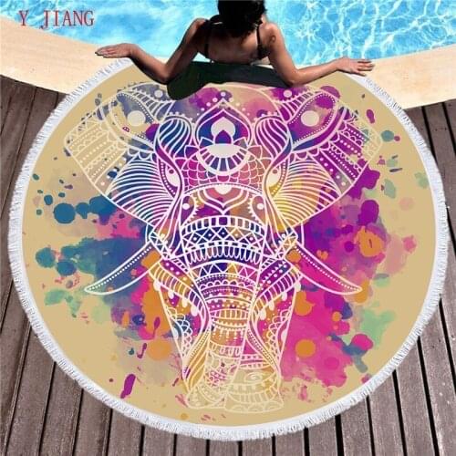 Style Round Beach Towel Circle Tassels Boho Decor Summer Large Microfiber Towel Beach Wall Tapestry Blanket Bath Towels