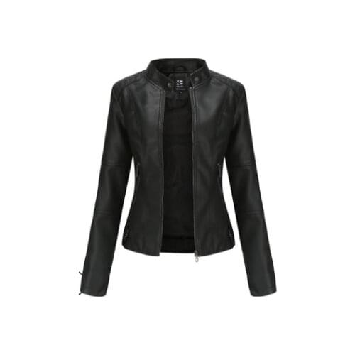 Faux leather PU Jacket Women Spring Autumn Fashion Motorcycle Jacket Black faux leather coats Outerwear Coat HOT
