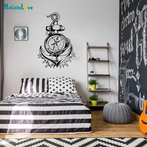 Nautical Anchor With Compass Decal Navigational Theme Decor Living Room Home Removable Vinyl Wall Sticker Paper BD570
