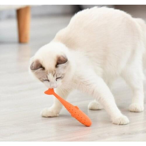 Soft Silicone Mint Fish Cat Toy Catnip Pet Toy Clean Teeth Toothbrush Chew Cats Toys Fish Shaped Interactive Supplies