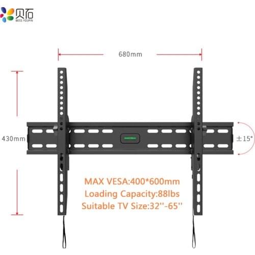 Tilt TV Wall Bracket Mount LCD Monitor Stand Holder for 32-65'' Flat Screen TVs with VESA to 400*600mm Loading Capacity 88lbs