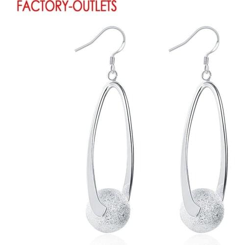Genuine 925 Sterling Silver Dangle Earrings With Novel Style Matte Bead Pendant Fashion Earrings For Women Fine Jewelry New