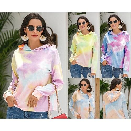 Newly dyed print gradient color hoodie top girl harajuku hoodie sweatshirt women winter clothes women tie-dye