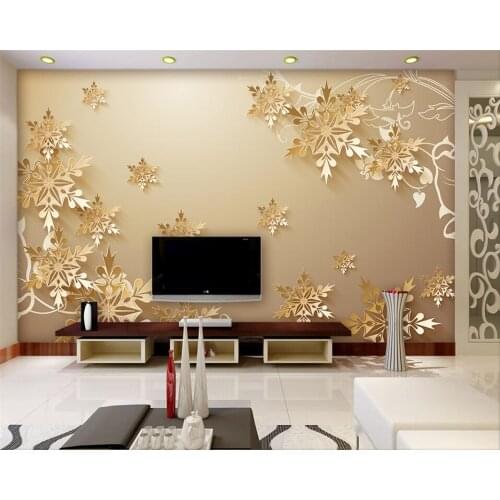 Beibehang wallpaper for walls 3 d 3D cut paper gold snowflakes wallpaper for living room Home decoration wallpaper papel tapiz