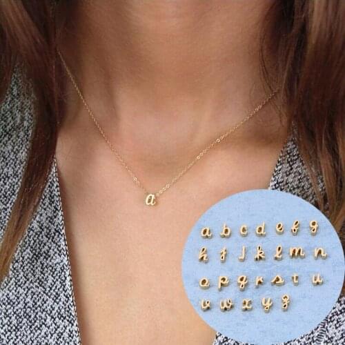 Tiny Cursive Initial Necklace Dainty Lowercase Letter Necklace Delicate Name Gift For Mom Child Sister Inspired