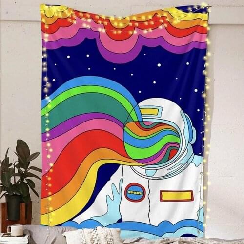 Rainbow Astronaut Tapestry Colorful Abstract Trippy Tapestry Wall Hanging Tapestries for Home Dorm Fantasy Decor
