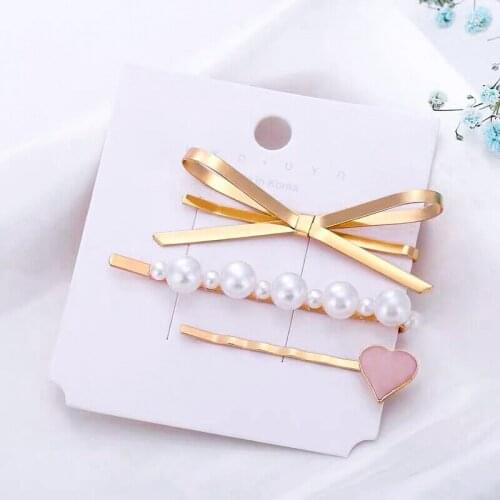 Handmade Pearls Hair Clips Pin For Girls Women Fashion Geometric Flower Barrettes Headwear Girls Sweet Hairpins Hair Accessories