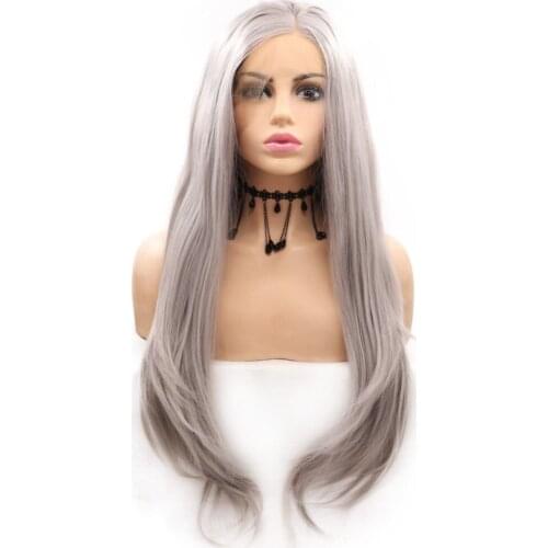 Gray Wig, Straight hair, Gray fiber Synthetic Wig, Suitable For Parties, Etc. 24 inches