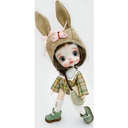 Ob11 soft pottery doll BJD egg long sleeve GSC wrap farts dress Rabbit ear cap wrap socks doll clothes doll accessories