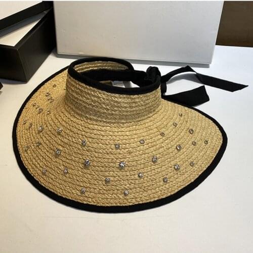 High-end Custom Style Wide Brim Raffia Straw Hat For Women Long Ribbon Ladies Beach Hats Fashion Dress Up Summer Empty Top Caps