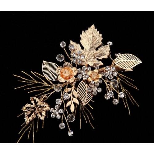 Pure handmade European and American style bridal golden crystal headdress, shooting props hair ornaments,wedding discoration