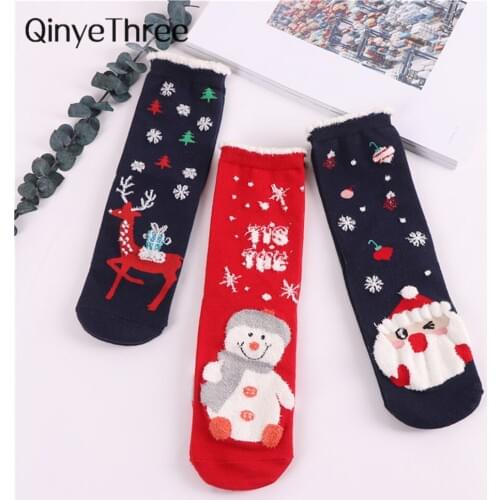 Warm Winter Kawaii Cartoon Womens Cute Japanese Xmas Socks Merry Christmas Happy Funny New Years' Gift Sokken Dropship