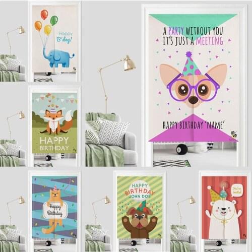 Japanese Linen Door Curtain Noren Cartoons Birthday Party Bedroom kitchen Curtains Home Entrance decoration Customizable curtain