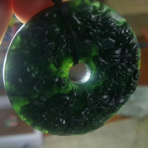 Natural Black-green Jade Nine Dragons Jade Pendant Jewelry Lucky Exorcise evil spirits Safety Auspicious Charms Fine Jewelry
