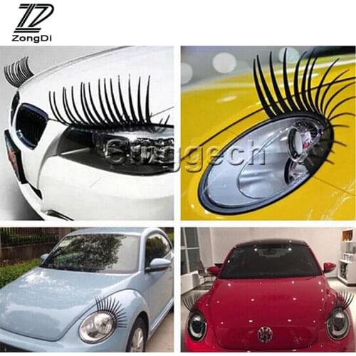 ZD 1Pair 3D Car Fake Eye Lash Stickers Headlight For VW polo passat b5 b6 Mazda 3 6 cx-5 Toyota corolla Ford focus 2 accessories