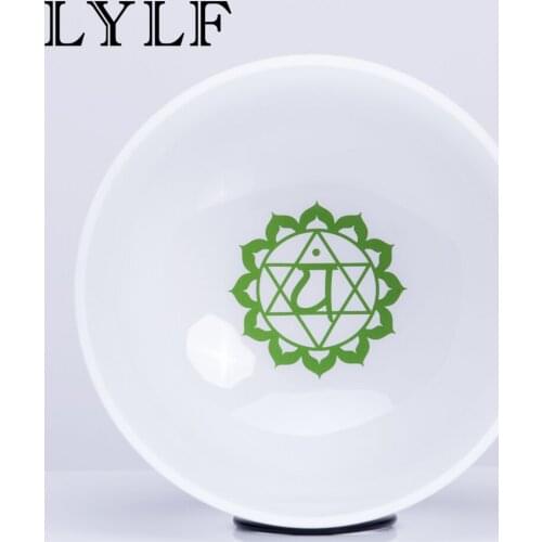 10 Inch F Heart Green Chakra Symble Pattern Meditation Healing Chakra Stone Quartz Crystal Singing Bowl