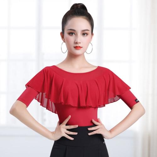 Latin Dance short Practice Clothes top for women red colour Samba Rumba Salsa Shirt Samba Rumba Salsa Shirt new arrival 2021