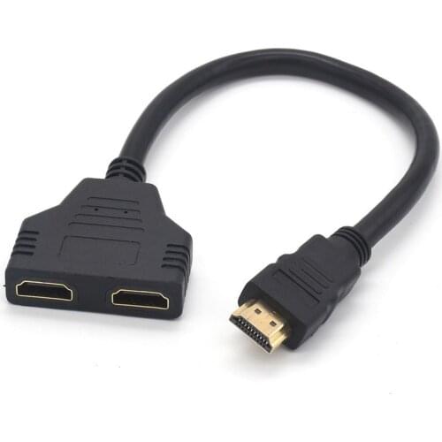 1PC HDMI-compatible Cable Adapter 1.4B Splitter 1 In 2 Out Cable Connector Port Hub 2-Port Male To Female