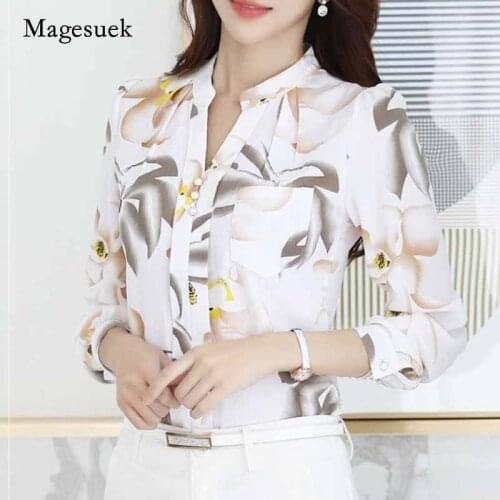 2020 Fashion Ladies Tops V-Neck Slim Chiffon Blouse Women Tops Office Work Wear Women Shirts Plus Size shirt Blusas 882G 25