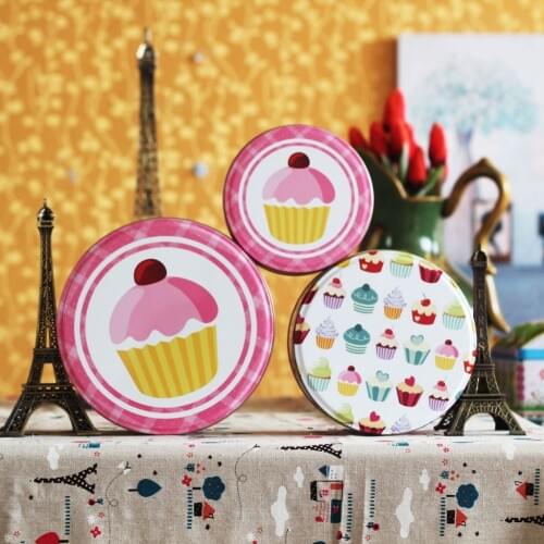 3pcs/set Round Metal Storage Box Biscuit Tin Storage case Chocolate Collect Container Pink Metal Cookie box
