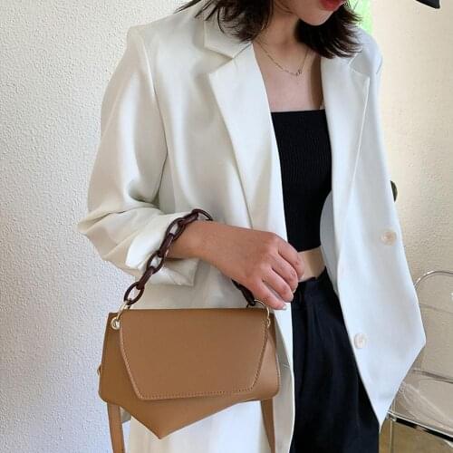 Irregular Shaped PU Leather Crossbody Bags for Women Acrylic Chain Fashion Shoulder Messenger Bag Simple Travel Portable Bag