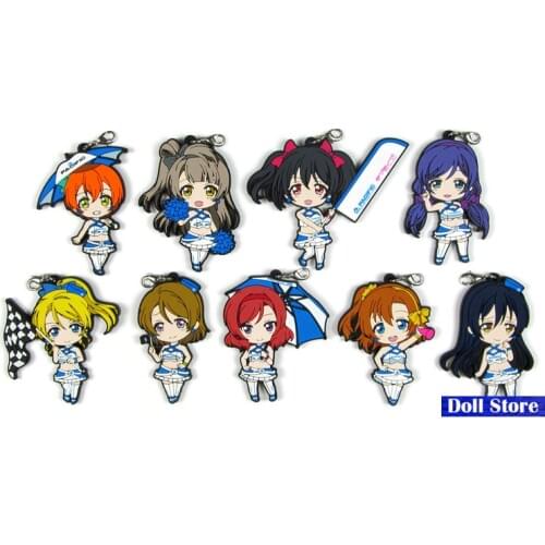Love Live Kotori Anime keychain Nico Rin Umi Maki Chika Dia Riko Yoshi kc Kunikida Kanan Rubber strap/phone charm D211