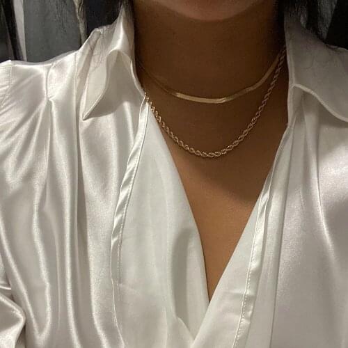 Vintage Collar 2021 Snake Chain Metal Rope Chain Necklace For Women Female Multilevel Fashion Gold Silver Color Jewelry Gift