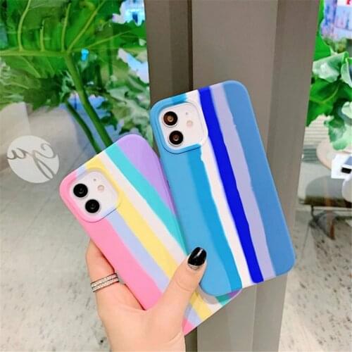 For iPhone 11 12 Pro XR X XS Max Original Official Cartoon rainbow Silicone Case for iPhone 7 8 6 6S Plus SE 2020 Case With Box