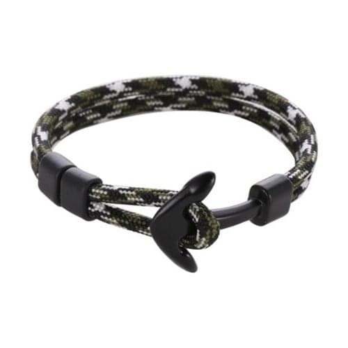 Black Boat Anchor Green Blue Brown Multicolor Polyester Cord Geometric Adjustable Bracelets For Women & Men