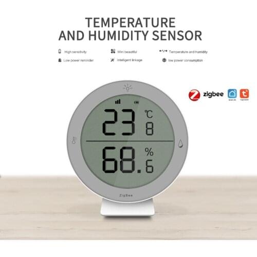 Tuya ZigBee Smart Home Temperature And Humidity Sensor With LED Screen Display With Google Assistant And Tuya Smart Life