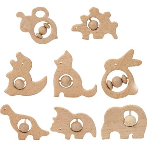 Kids Wooden Rattle with Bell Inside Finger Training for Sleeping Toys Behavior Correction Safety Toys G99C