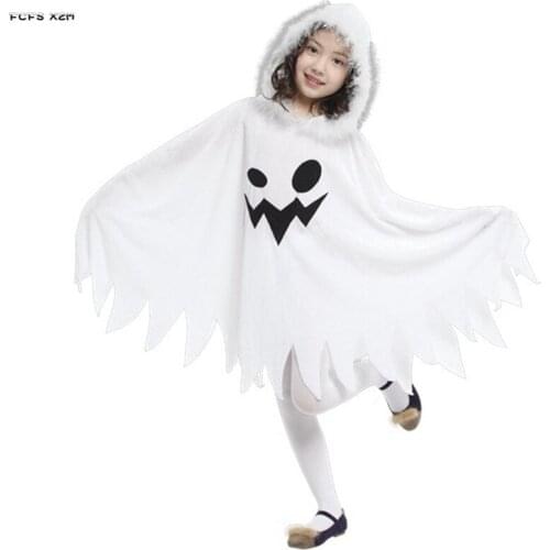 Girls Snow monsters Cosplay Kids Children Halloween White Ghost Costumes Carnival Purim Parade Masquerade Role Play Party dress